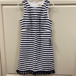 Eliza J Navy and White Striped Dress NWT